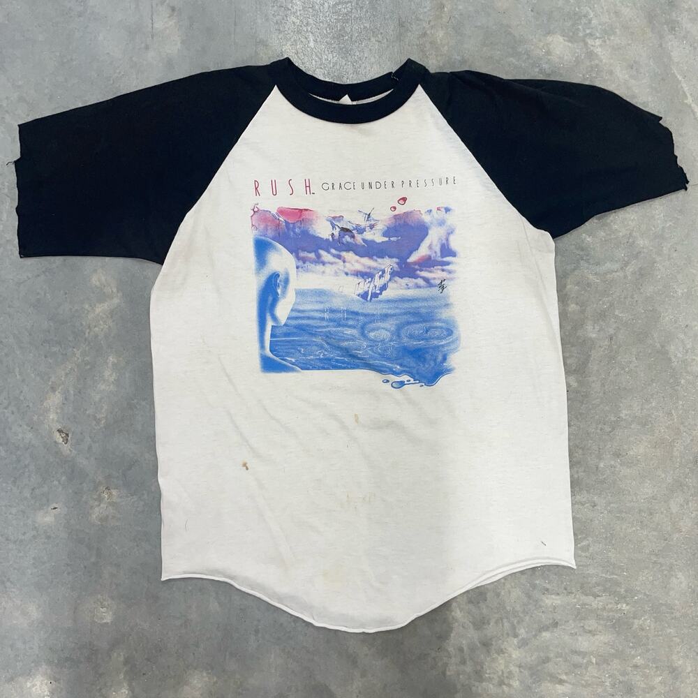 Rush Vintage 1984 Grace Under Pressure Raglan Baseball Style Concert Shirt Large